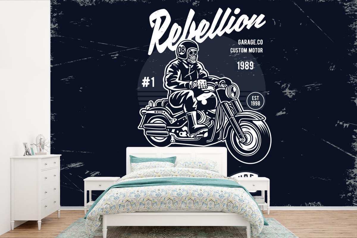 hek kiespijn Mellow Behang - Fotobehang Motor - Motorkleding - Man - Vintage - Breedte 525 cm x  hoogte 350 cm | bol.com