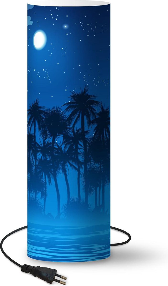 Lamp - Nachtlampje - Tafellamp slaapkamer - Palmboom - Strand - Maan - 50 cm hoog - Ø15.9 cm - Inclusief LED lamp