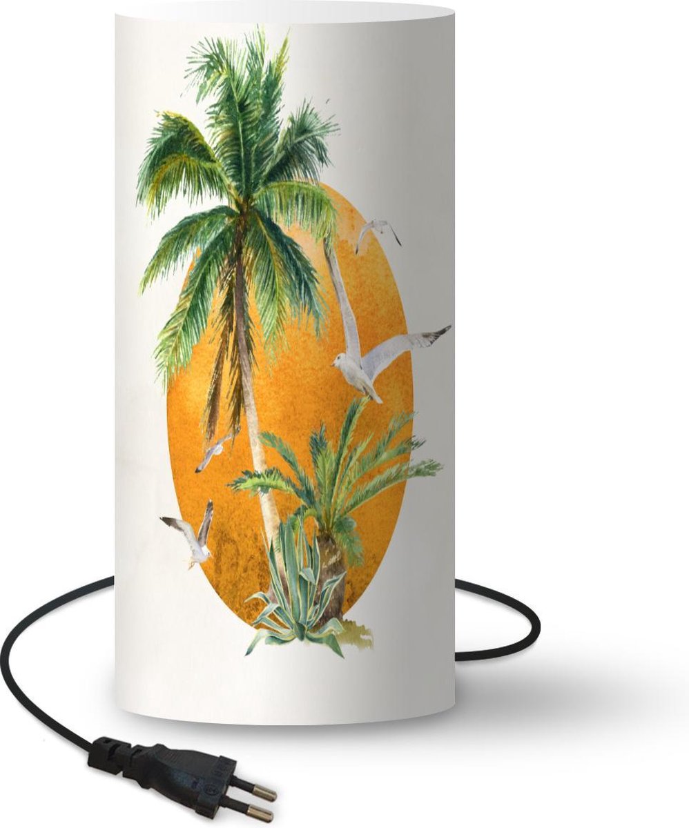 Lamp - Nachtlampje - Tafellamp slaapkamer - Zon - Palmboom - Vogel - 33 cm hoog - Ø15.9 cm - Inclusief LED lamp