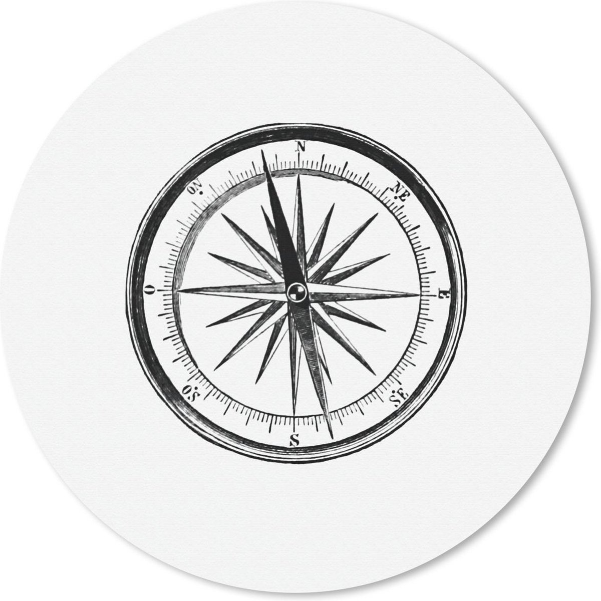 Muismat rond 20x20 cm - Mousepad Retro - Kompas - Vintage - Ronde muismatten