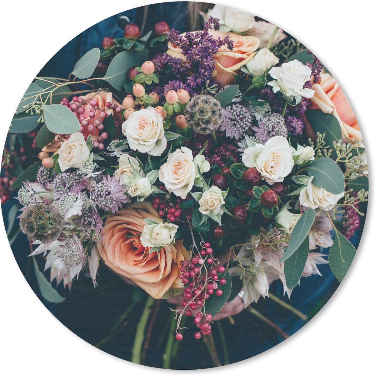 Muismat rond 30x30 cm - Mousepad Bloemen - Boeket - Pastel - Ronde muismatten