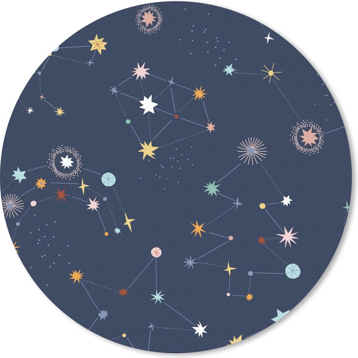 Muismat rond 20x20 cm - Mousepad Sterren - Ruimte - Kind - Ronde muismatten