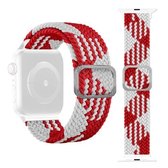 Gesp Gevlochten Elastische Band Horlogeband Voor Apple Watch Series 6 & SE & 5 & 4 44mm/3 & 2 & 1 42mm (Rood en Wit)