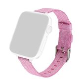 Geweven canvas nylon polsband horlogeband voor serie 6 & SE & 5 & 4 40 mm / 3 & 2 & 1 38 mm (roze)