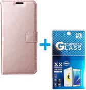 Portemonnee Book Case Hoesje + 2x Screenprotector Glas Geschikt voor: Motorola Edge 20 Lite -  rose goud