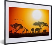 Fotolijst incl. Poster - Olifant - Wilde dieren - Afrikaans - 40x30 cm - Posterlijst