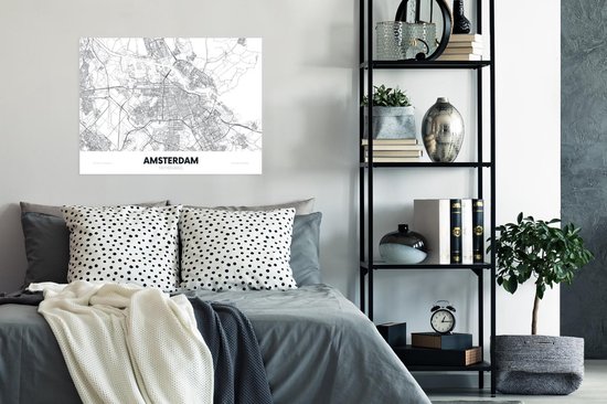 Poster Kaart - Amsterdam - Simpel - 80x60 cm