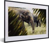 Fotolijst incl. Poster - Olifant - Natuur - Bladeren - 40x30 cm - Posterlijst