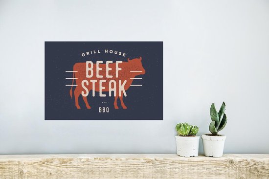 Affiche Mancave - Steak - BBQ - 30x20 cm