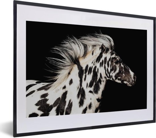 Affiche avec cadre Cheval - Dots - Wit - 40x30 cm