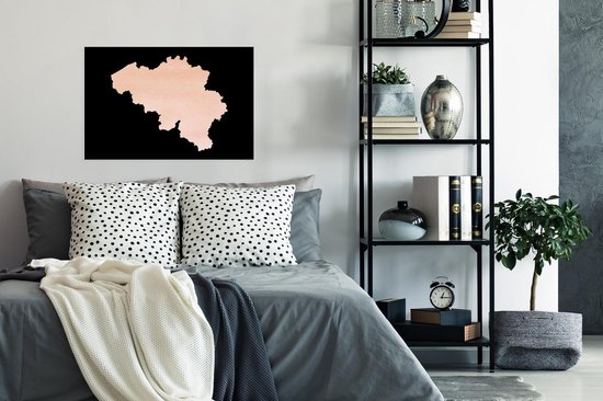 Poster Carte - België - Rose - 90x60 cm