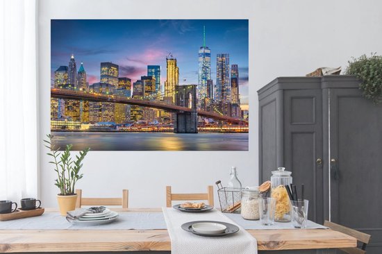 Tableau Toile Brooklyn Bridge Nuit - Décoration Murale Design Pour Salon Ou Chambre
