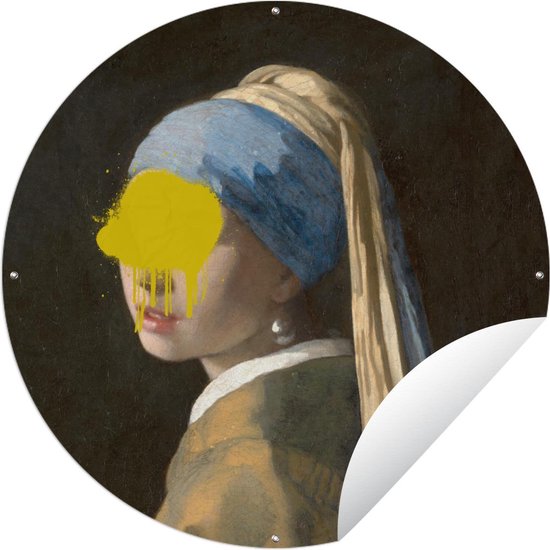 Tuincirkel Meisje met de parel - Vermeer - Kunst - 60x60 cm - Ronde Tuinposter - Buiten