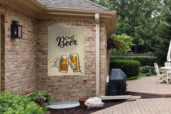 Affiche jardin - Toile Posters de jardin extérieur - Mancave - Bières - Vintage - Cheers - 90x120 cm - Jardin