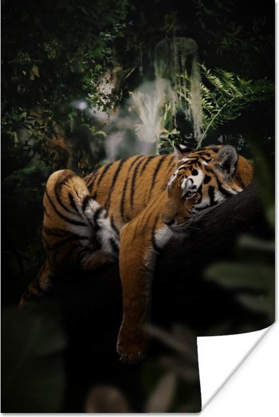 Poster Tijger - Jungle - Boom - 120x180 cm XXL