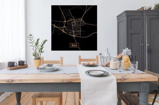 Poster Carte - Ede - Or - Zwart - 100x100 cm XXL