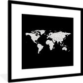 Fotolijst incl. Poster - Wereldkaart - Zigzag - Grijs - 40x40 cm - Posterlijst