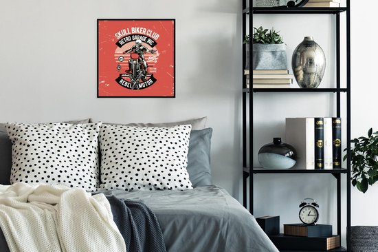 Cadre photo avec affiche - Moteur - Squelette - Vêtements de moto - Rétro - 40x40 cm - Cadre pour affiche