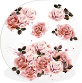 Wall Circle - Wall Circle Indoor - ⌀ 30 cm - Plastique - Roses - Rose - Peinture
