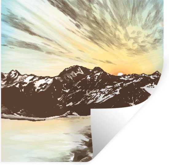 Stickers Stickers muraux - Mer - Berg - Soleil - 30x30 cm - Film adhésif