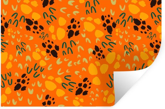 Muurstickers - Sticker Folie - Sporen - Oranje - Patroon - 120x80 cm - Plakfolie - Muurstickers Kinderkamer - Zelfklevend Behang - Zelfklevend behangpapier - Stickerfolie
