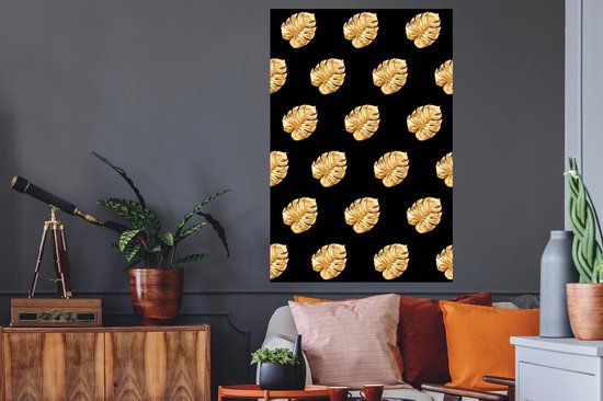 Stickers muraux - Feuille autocollante - Or - Monstera - Motif - 80x120 cm - Feuille adhésive - Stickers muraux chambre enfant - Papier peint autocollant - Papier peint autocollant - Feuille autocollante