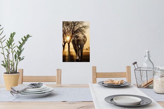 Stickers Stickers muraux - Éléphant - Arbre - Soleil - 20x30 cm - Feuille adhésive