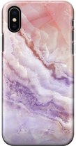 Apple iPhone X/10/XS Telefoonhoesje - Extra Stevig Hoesje - 2 lagen bescherming - Met Marmerprint - Marmer - Roze