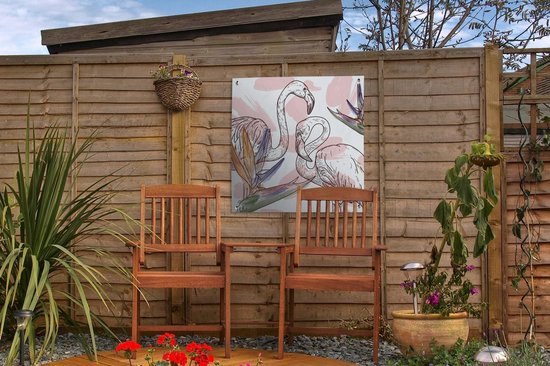 Posters de jardin Vogel - Plantes - Flamingo - Motif - 50x50 cm - Toile de jardin - Affiche extérieure