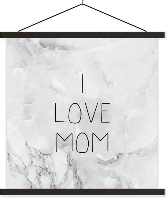 Porte-affiche avec affiche - Affiche scolaire - Dictons - J'aime maman - Citations - Maman - 90x90 cm - Lattes noires