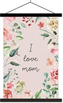 Porte-affiche avec affiche - Affiche scolaire - Proverbes - Maman - J'aime maman - Citations - 40x60 cm - Lattes noires