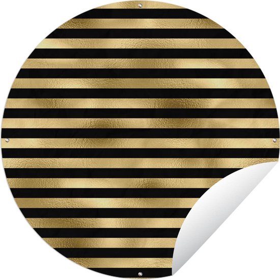Garden Circle Patterns - Zwart - Or - 90x90 cm - Affiche de Jardin Ronde - Extérieur