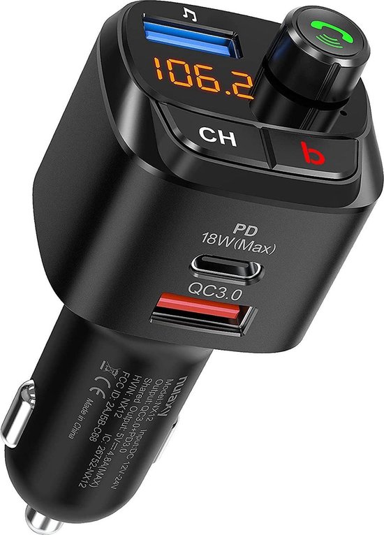 Carkit Bluetooth FM - Ntech USB - Bluetooth FM Transmitter - USB C Auto Lader - Carkit - Handsfree - MP3 - USB - SD Kaart - Snel Lader - Bluetooth Audio Receiver