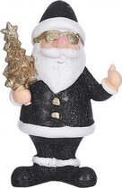 kerstbeeld kerstman 12 cm keramiek zwart/wit