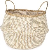 opbergmand 45 x 36 cm zeegras bruin/wit maat L