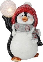 kerstfiguur pingu√Øn 22 x 16 cm led zwart/wit/rood