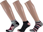 sneakersokken dames bamboe roze/grijs 3-pak maat 39/42