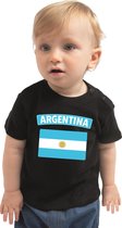 Argentina baby shirt met vlag zwart jongens en meisjes - Kraamcadeau - Babykleding - Argentinie landen t-shirt 68 (3-6 maanden)