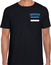 Estonia t-shirt met vlag zwart op borst voor heren - Estland landen shirt - supporter kleding L