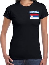 Serbia t-shirt met vlag zwart op borst voor dames - Servie landen shirt - supporter kleding S