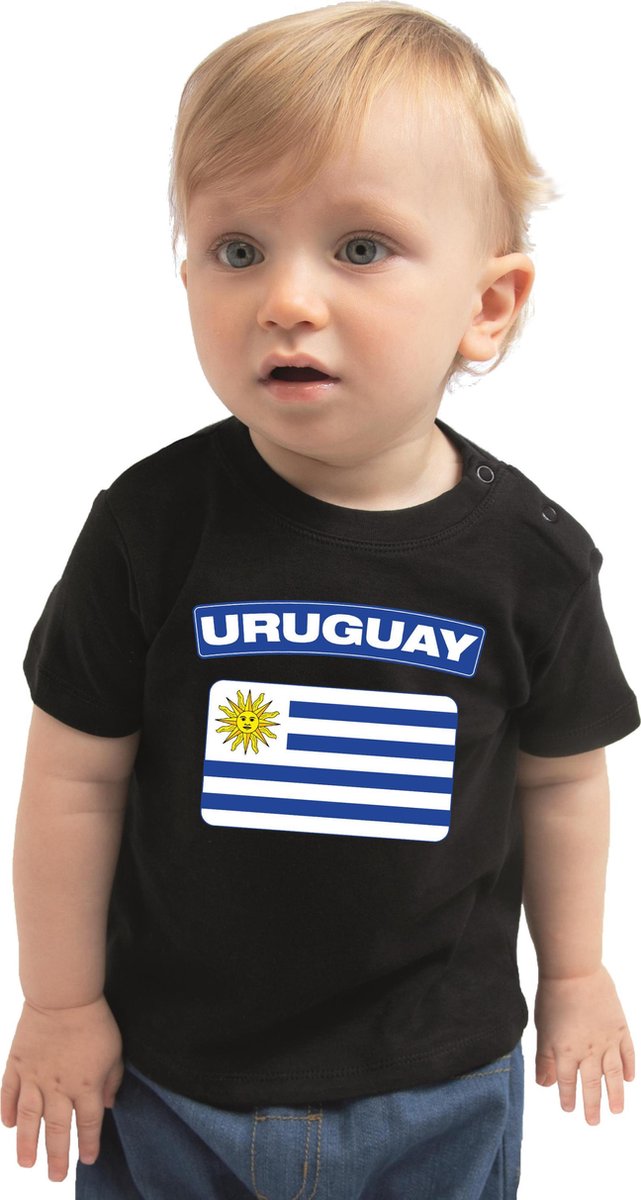 Uruguay baby shirt met vlag zwart jongens en meisjes - Kraamcadeau - Babykleding - Uruguay landen t-shirt 74