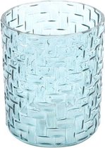 theelichthouder Luna 11,5 x 13,5 cm glas blauw