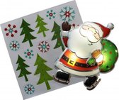 sticker met lampje kerstman 29 x 23 cm PVC/folie rood