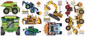 muurstickers Construction Vehicles vinyl 18 stuks