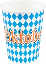 bekers Oktoberfest 250 ml papier wit/blauw 6 stuks