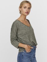 Vero Moda Trui Vmbrianna 3/4 V-neck Blouse Boo 10248738 Ivy Green/w. Mineral Dames Maat - L