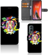 GSM Hoesje OnePlus Nord 2 5G Book Cover Lion Color