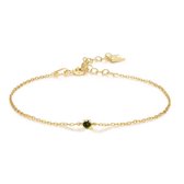 Twice As Nice Armband in verguld zilver, zirkonia 3 mm, olijfgroen  16 cm+3 cm