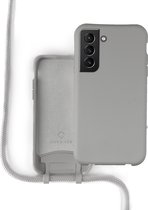Coverzs Silicone case met koord - Telefoonhoesje met koord - Backcover hoesje met koord - touwtje - Samsung Galaxy S21 - grijs