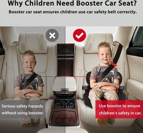 Zitverhoger Auto - Zinaps Children's Booster Seat, Lumbale Kussen Kind Autostoel met Isofix Groep 3 (22-36 kg / 6-12 jaar) ECE R44 / 04 -  (WK 02124) - Deluxe HB